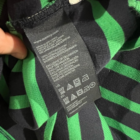 Tommy Hilfiger Navy Blue & Green Striped Sweater - Size Medium - Picture 6 of 7